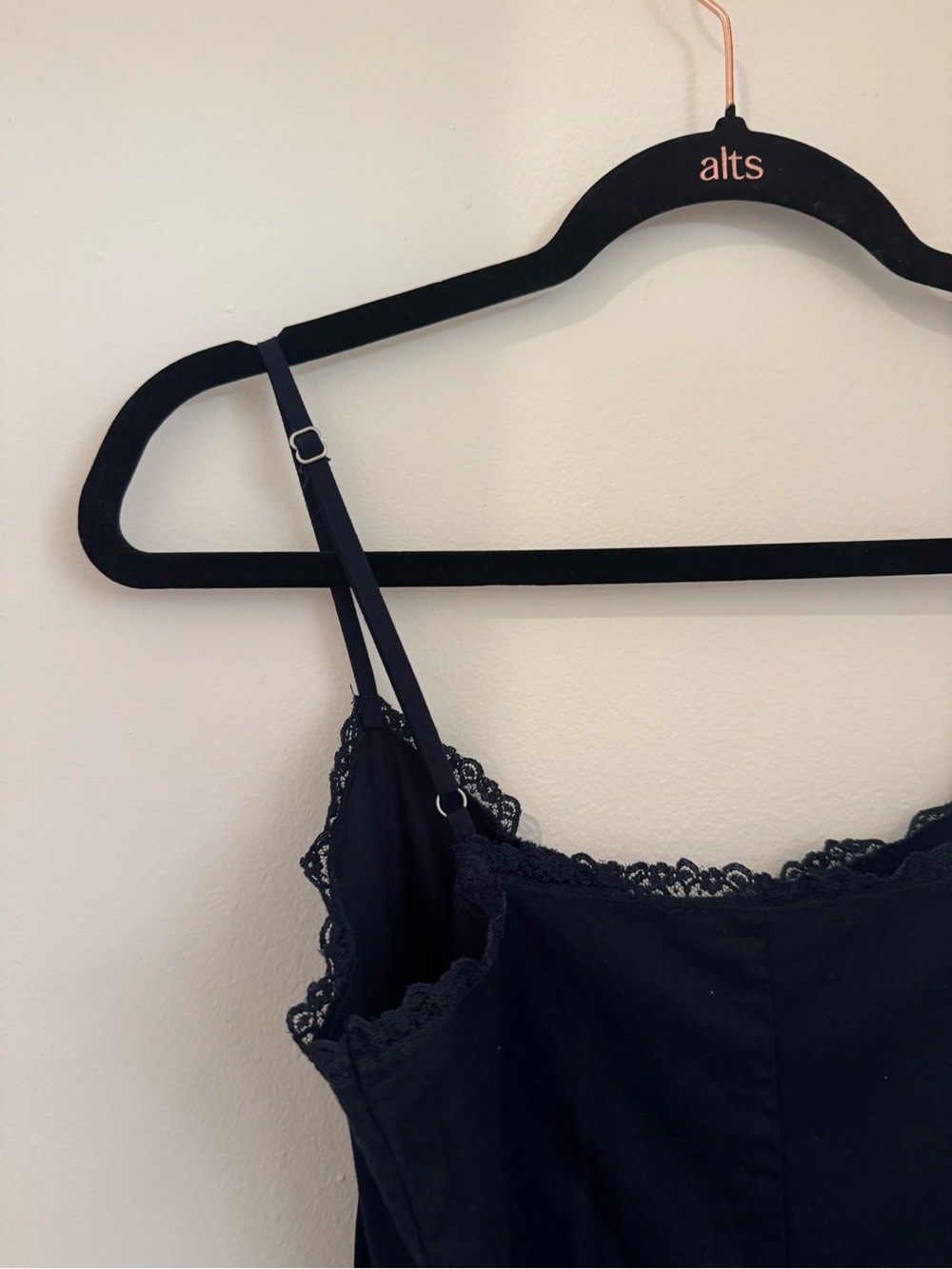 Brandy Melville Navy Blue Midi Dress with Lace Trim - Picture 8 of 8